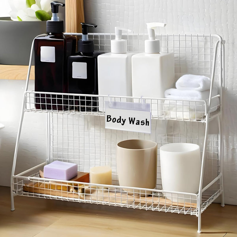 Diteje 40 Pack Plastic Basket Label Holders,Price Sign Wire Shelf Labels Holder with Easy Clip Design Snap Lock Closure,with Paper Insert,3.94x1.57inch