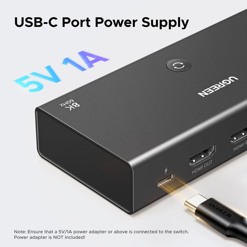 UGREEN 8K@60Hz HDMI 2.1 Switch 3 in 1 Out, with Remote, VRR, 4K@240Hz | Ultra HD, Support G-Sync, Free Sync, HDR10+ HDCP 2.3, HDMI Splitter, Compatible with PS4/PS5, Xbox, Switch, Roku, Fire Stick