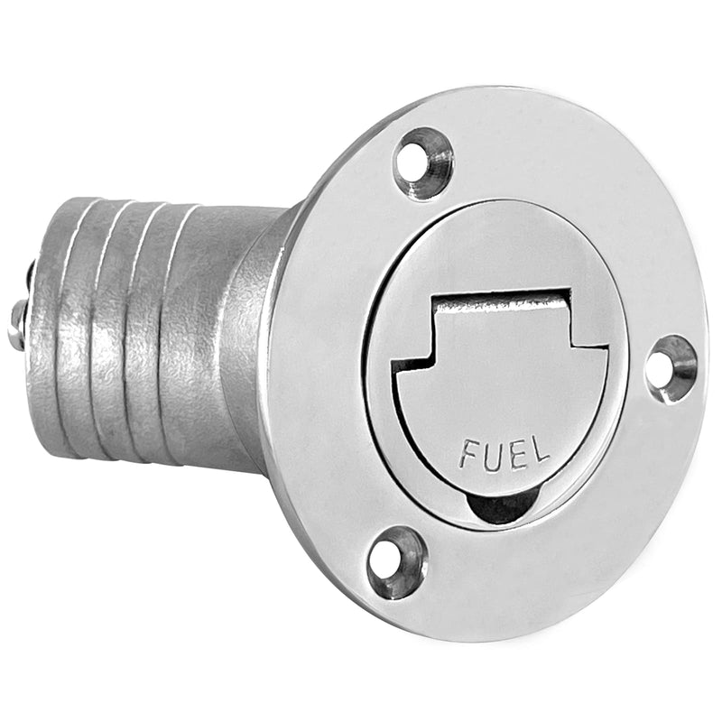 ISURE MARINE 1-1/2"(38mm) Boat Fuel Deck Fill/Filler with Keyless Cap with Screws, Marine Mirror Polished 316 Stainless Steel Hardware Angled Neck for Boat Yacht Caravan