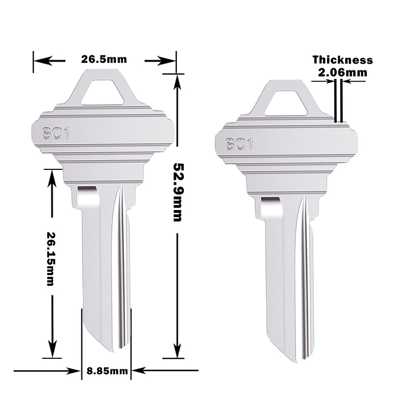 SC1 Key Blanks Pack of 50 Uncut Blank Keys for Home and Professional Use, Copper Structures Blank Keys Compatible with 5-Pin Locks Pack of 50 SC1 Blank Keys