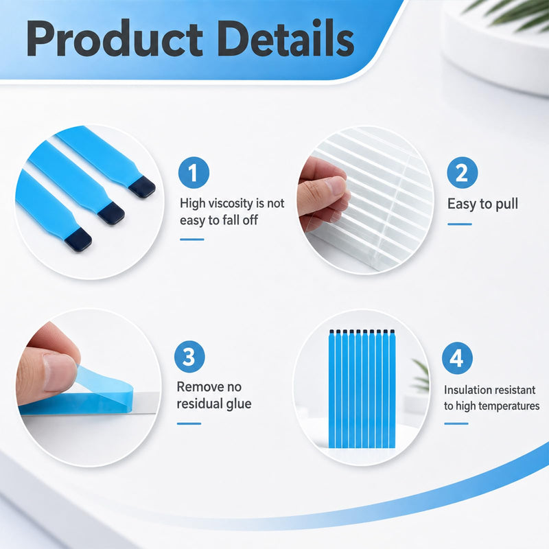 20PCS Laptop Double Sided Adhesive Screen Repair Tape | Blue Pull Tab Stretch Tapes Easy Stretch Adhesive Strips for Tablets Mobile Phones Laptop Lcd LED Screen Display Replacement
