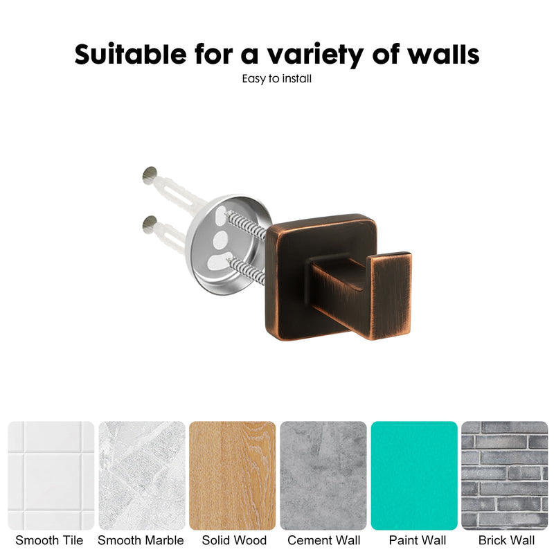 4 Pieces Oil Rubbed Bronze Bathroom Hardware Accessories, Include Hand Towel Ring, Toilet Paper Holder and 2 Robe Towel Hooks,Bronze Bathroom Hardware Set