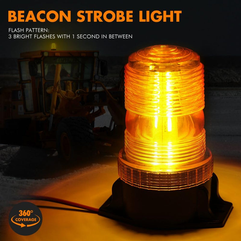 Xprite 30 LED Amber Forklift Beacon Strobe Light Safety Warning Flashing Lights for 10-110V Mower, ATV, Trucks, Tractor, Golf Carts, UTV, Cars, Bus 1 PC