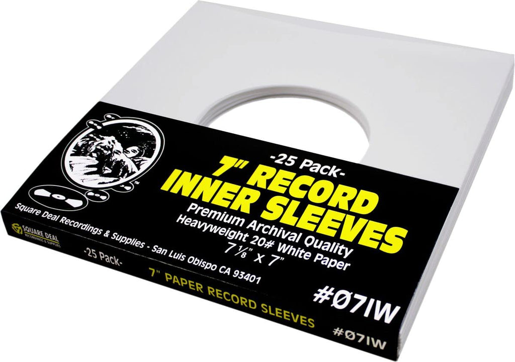 (25) Archival Quality Acid-Free Heavyweight Paper Inner Sleeves for 7" Vinyl Records #07IW 25