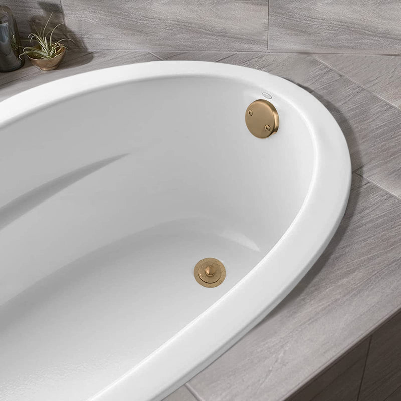 Champagne Bronze Lift & Turn Tub Trim Set with Two-Hole Overflow Faceplate and No Putty Gasket, Bathtub Conversion Kit Assembly with Universal Fine/Coarse Thread, No Putty Installation by Artiwell Champagne Bronze