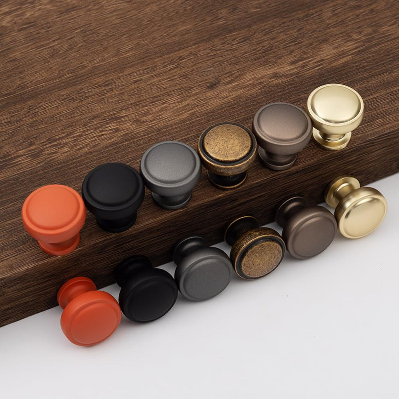 Soft-Touch Black Solid Zinc Alloy Cabinet Knob 16 Pack Round Knurled Cabinet Handle Hardware Drawer Pulls (16, Soft-Touch Black)