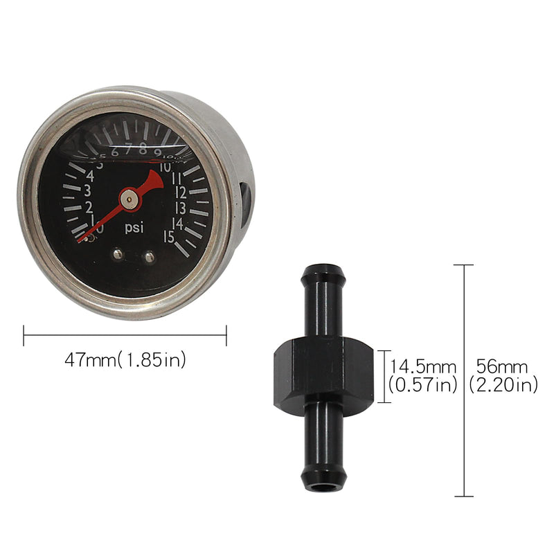 High Performance Brass Junction Block with 0-15 PSI Fuel Pressure Gauge Fittings