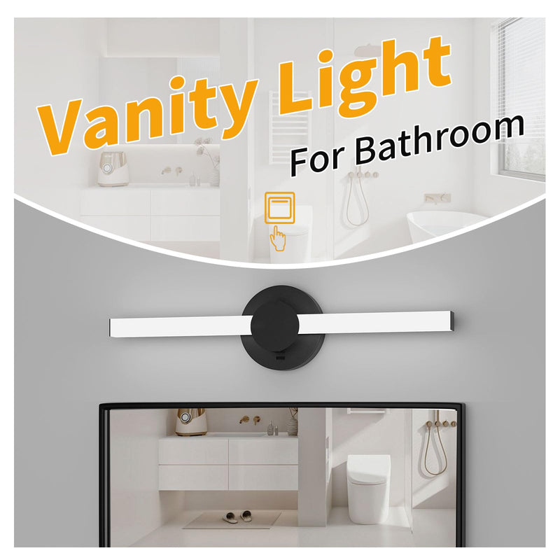Wall Light Fixture, LED Bathroom Vanity Light Fixtures, Matte Black Modern Dimmable Wall Sconces Lamp for Powder Room, Hallway, Bathroom, Laundry Room, 20inch Cool White 5700K- ETL CERT 20 inch-1pack