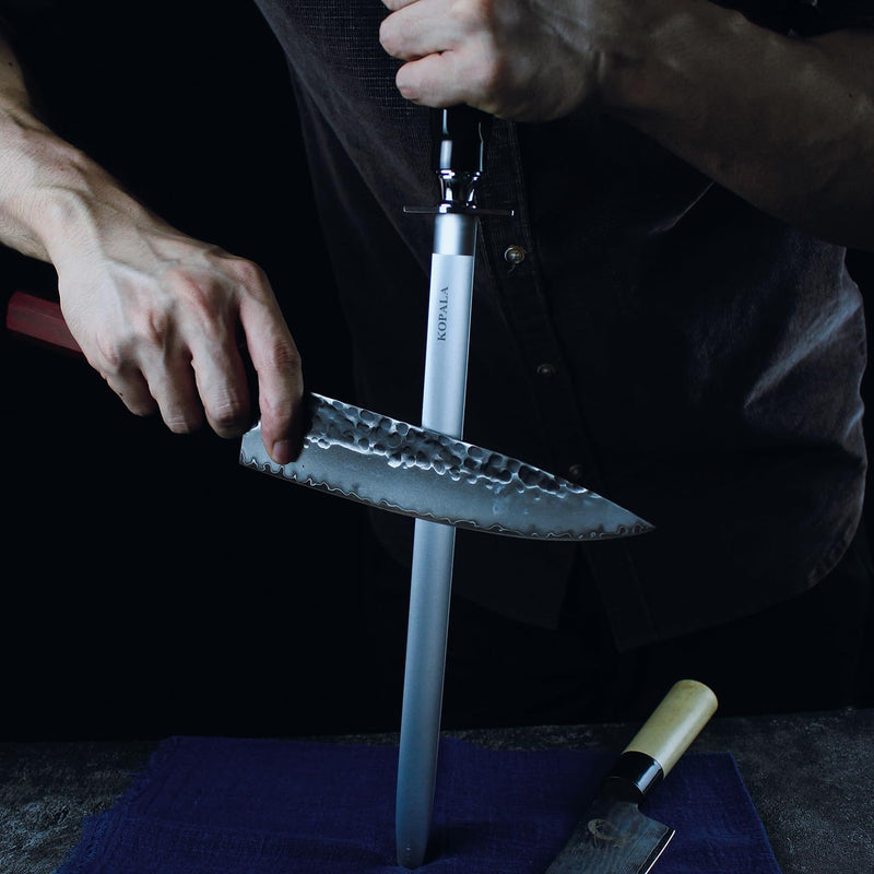 Sharpening Steel Knife Sharpener Rod Flat 12 Inches Honing Steel for Knives Dark Flat 12 inches Dark