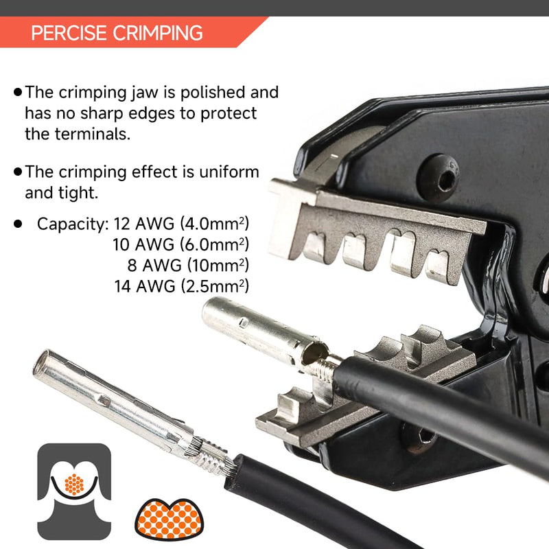 HKS Crimping Tool for Solar PV Cable Connectors - Ratcheting Wire Crimpers - AWG 14-8 (2.5-10mm²) - Ratchet Terminal Crimper - Electrical Crimping Tool For Solar Connectors (AWG 14-8)
