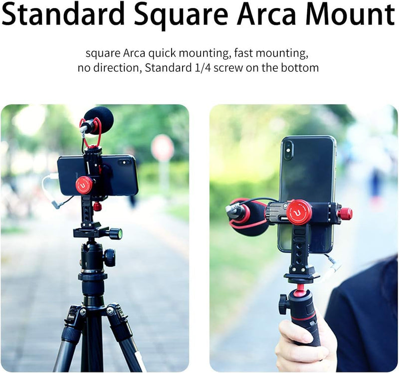  [AUSTRALIA] - ULANZI ST-14 Smartphone Tripod Mount Adapter Aluminum with Cold Shoe, 360° Cell Phone Stand Holder Clamp for iPhone 13 12 11 Max Pro iPhone X XR Xs 6 7 Plus