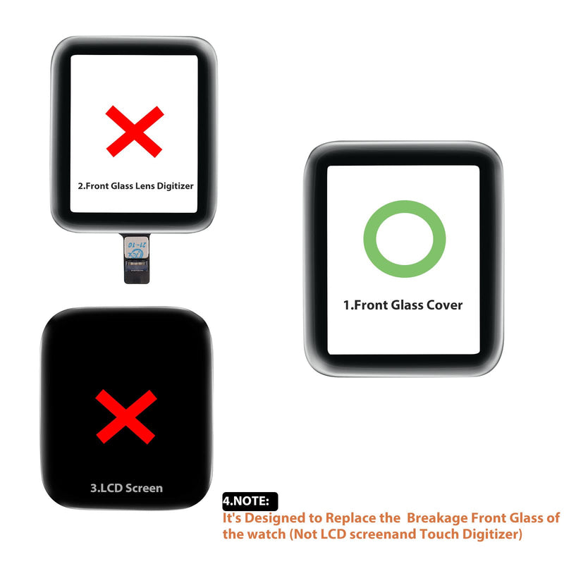 Compatible with Apple Watch Glass Replacement & Series2/3 38mmScreen Front Glass Breakage Replacement Repair Kit (No LCD Screen & Touch Digitizer) (Series 2/3 38mm) Series 2/3 38mm