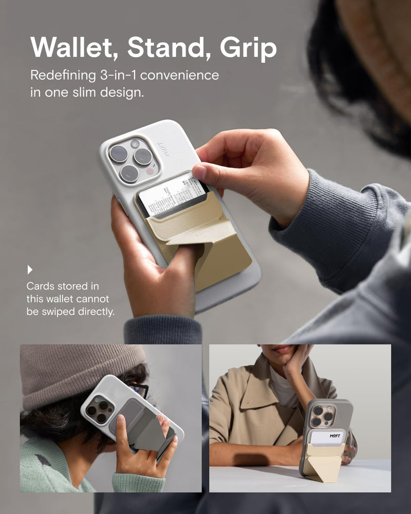 MOFT Magnetic Wallet Stand Compatible with iPhone 17/16/15/14/13/12 Series, Angle Adjustment & Magsafe Compatible MOVAS Phone Stand,Earthen Beige Earthen Beige
