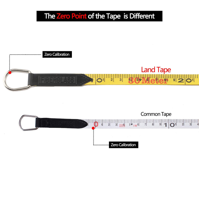 LAND 165FT/50M Heavy Duty Fiberglass Tape Measure - 1/2-Inch Wide, Dual Inch/Metric Scale, Durable Open Reel Measuring Tape for Surveying, Engineering, Runway Construction 50 m