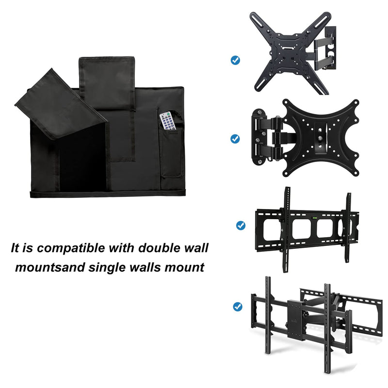 iBirdie Outdoor Waterproof and Weatherproof TV Cover for 28 to 32 inch Outside Flat Screen TV - 600D Thick Fabric TV Screen Protector Size 29''W x 19''H x 5.5''D for 28'' - 32'' LCD LED 28-32 inches Black