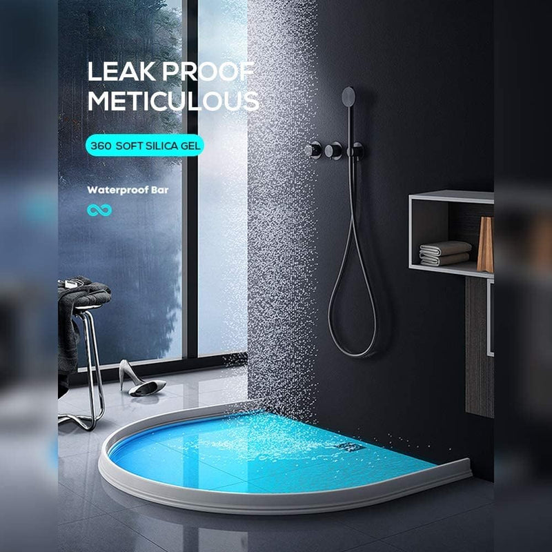 Hi-Na 3ft/5ft/6ft/8ft/10ft Collapsible Shower Threshold Water Dam Water Barrier for Shower and Water Stopper Keeps Water Inside Water Threshold for Wet and Dry Separation (5ft, White) 5ft