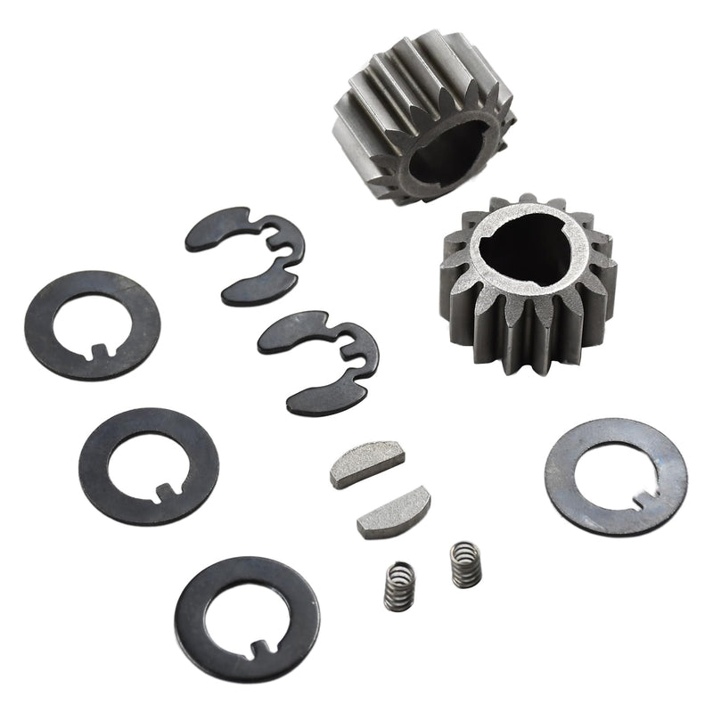 Pinion Gear Kit 105-3040 Recycler Rear Wheel Gear Kit for Toro 22 Recycler Lawn Mower, 105-3040 Pinion Gear, 105-6840 Thrust Washer, 65-2720 Ring Clip, 39-9650 Compression Spring, 612066 Key