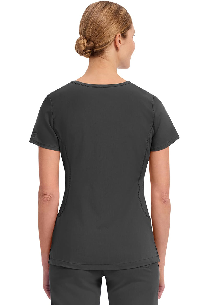 Healing Hands Women's Scrub Top V-Neck with 2 Pockets, 2-Way Stretch, and Yoga Knit Side Panels for Slim Fit- 2245 Medium Black