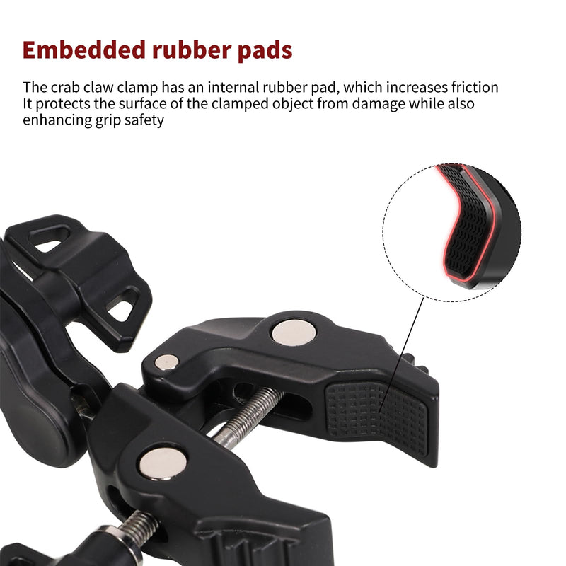 Camera Clamp Mount, Magic Arm with Double Ball Head Adapter and Clamp, with 1/4"-20 Screw and 3/8"-16 Screw Hole, for Gopro/Insta360 /Camera Monitor/LED Lights/DSLR RW9C ECO Series