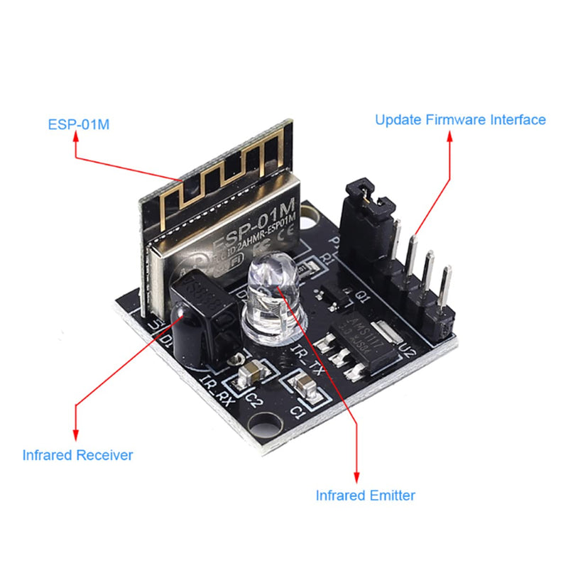 HiLetgo 2pcs ESP8285 ESP-01M IR Infrared Transmitter Receiver Module Digital Infrared Transceiver Sensor WiFi Remote Control Switch