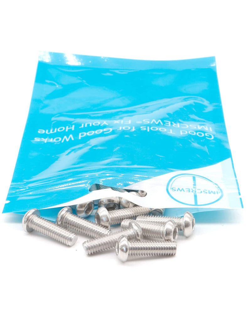 IMScrews 1/4-20 x 2 Button Head Socket Cap Bolts Screws, 304 Stainless Steel, Allen Hex Drive, Pack of 50 #1/4"-20 x 2"