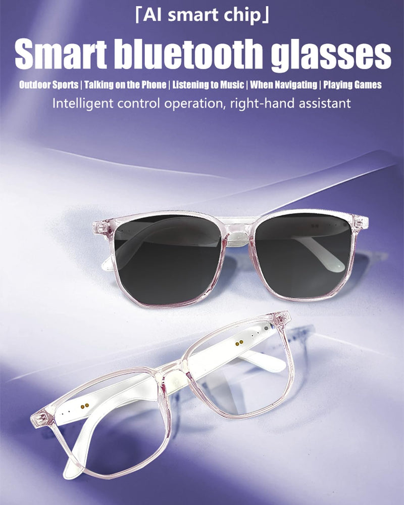 Smart Bluetooth Glasses Sunglasses for Women Men with Speakers Bluetooth 5.3 Eyeglasses Audio Blue Tooth Glasses Whiteclear