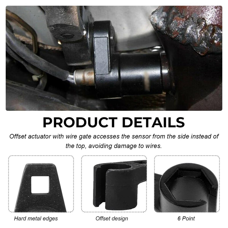 Offset Oxygen Sensor Socket, 3/8-Inch Drive by 7/8-Inch 22 mm O2 Sensor Removal Tool, Offset 6-Point Oxygen Sensor Socket Wrench for Most Cars