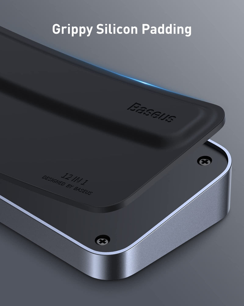 Baseus Laptop Docking Station, 4K Multitasking Docking Station with 2 HDMI+DP, PD, 3 USB-A, RJ45, Audio, TF/SD Card Reader, USB Hub Compatible for MacBook/Dell/HP/Surface/Lenovo