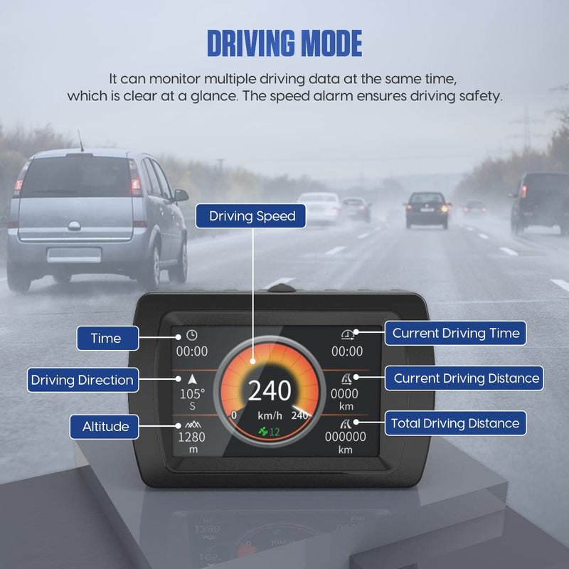 MR CARTOOL M85 Car Inclinometer GPS Speedometer Roll Angle & Pitch Angle with Compass Display for All Off-Road Vehicles