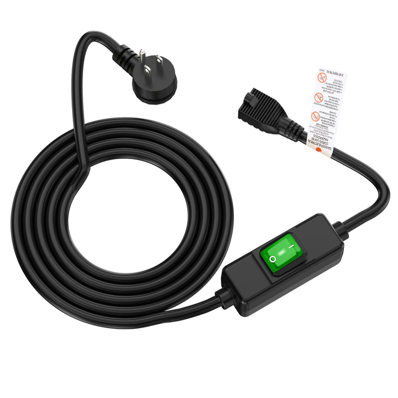 Right Angle Outdoor Waterproof 3 Prong Extension Switch Cord 15FT | SJTW 14AWG 3C IP57 Waterproof, in-Line On/Off Switch Extension Cord, Max.20A 125V Heavy Duty Inline Switch 15-Feet