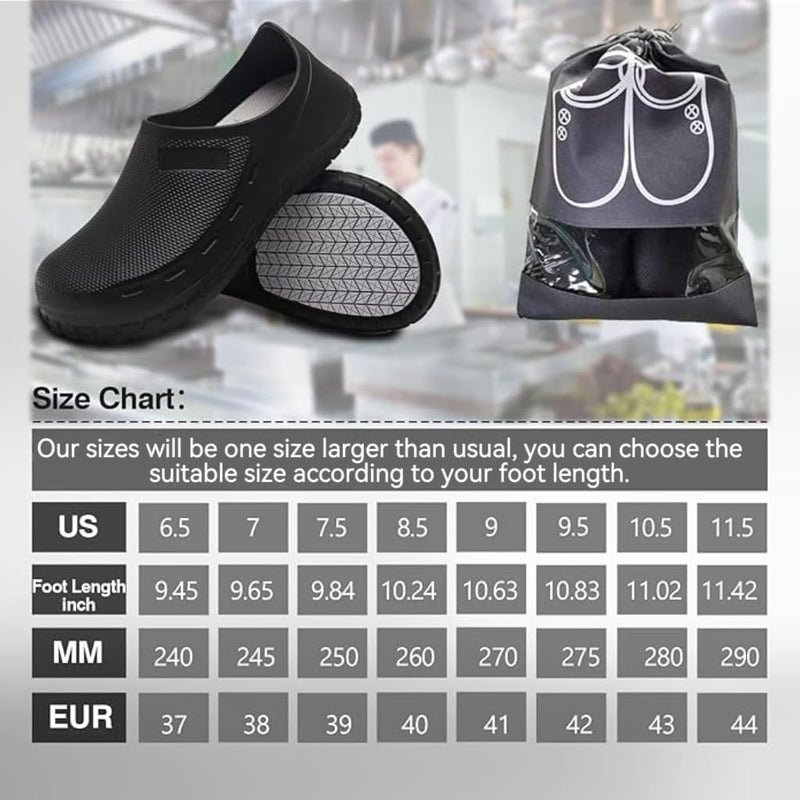 Chef Shoes for Men Nonslip Water Proof Work Shoes Mens Clogs Comfortable Nursing Nurse Shoes for Gardener Men Indoor and Outdoor for Kitchen Office Seaside-Zapatos de Cocina para Hombres 10.5 Black