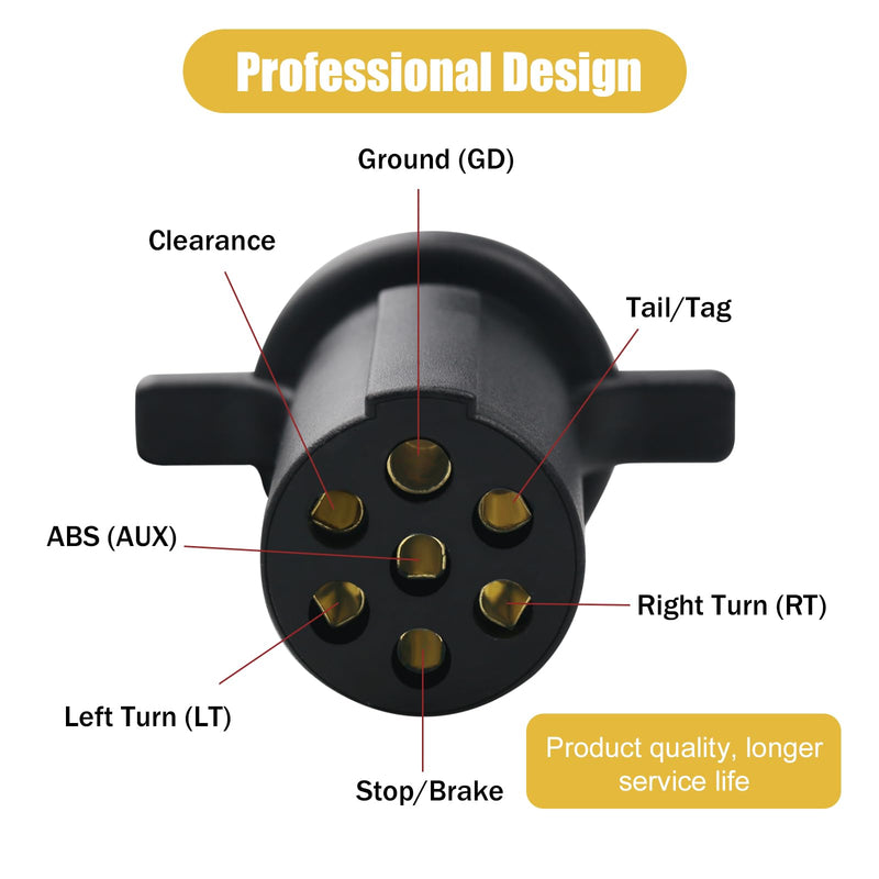 7-Way Round Pin Tractor Plug Tester,7865L Trailer Light Tester for Testing Turn Signals,Hazard Lights, Brake Lights and More，Making Troubleshooting Electrical Issues Quick and Straightforward