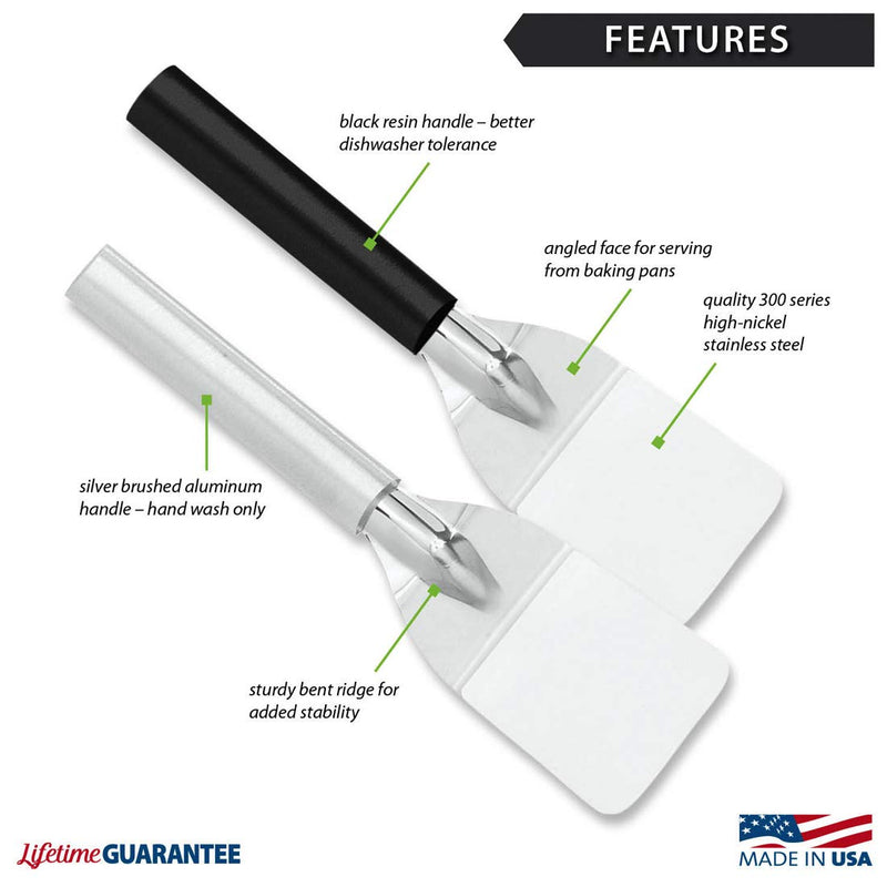Rada Cutlery Mini Server (W233), 2 x 1.88" Stainless Steel Face, 7.5" Length, Made in USA, Black Handle, Pack of 2