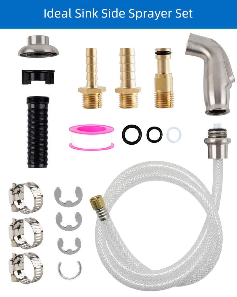 Universal Kitchen Sink Side Sprayer with Quick Side Connector Compatible with Moen Faucet Sprayer Replacement, Kitchen Sink Faucet Sprayer Attachment with Water Hose/Holder, Brushed Nickel Finish