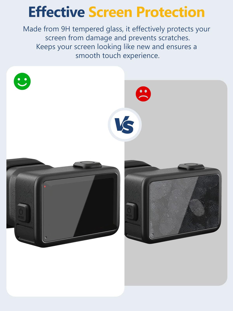 for GoPro MISSION 1 PRO/MISSION 1 Tempered Glass Screen Protector, 3-Piece Set: Front Screen + Lens + Rear Screen, 9H Hardness Anti-Scratch, Bubble-Free HD Clarity