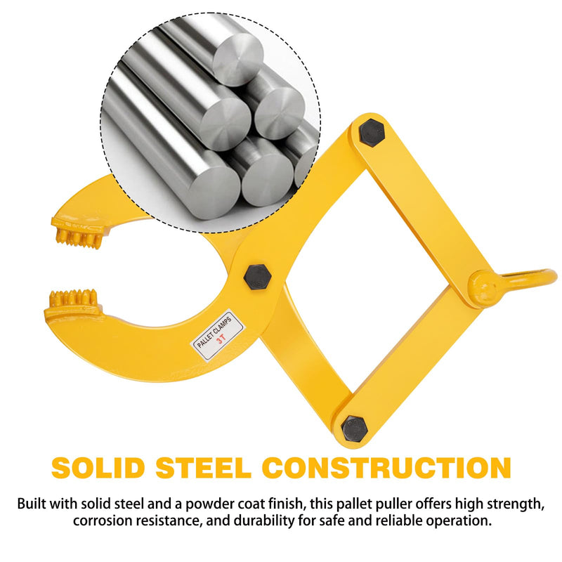 Pallet Puller,3T/6600 LBS Capacity Pallet Jack Puller,Heavy Duty Single Scissor Clamp for Forklift Chain,Pulling Pallets,6.7 Inch Jaw Opening 3T/6600 LBS