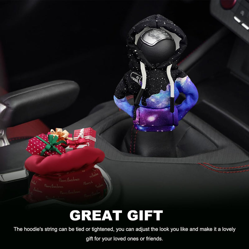 Car Gear Shift Hoodie Cover, Fashionable Gear Shift Knob Hoodie Protector, Upgraded Funny Gear Shift Hoodie Decoration for Most Manual Shift Knobs, Interior Car Accessories (Starry Sky) Starry Sky