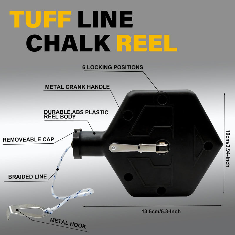 2PCS Heavy Duty Chalk Line, Professional Construction Marking Tool, 100-Foot Line, Ergonomic Design, for Measuring and Layout (Yellow & Black), Chalk Not Included Yellow and Black