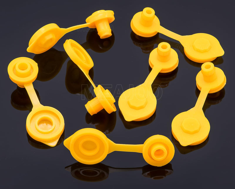 5 PCS Universal Can Vent Cap, Yellow Gas Can Vent Cap Replacement Flexible Pour Nozzle Gasket Stopper Compatible for Most Cans 5 x Yellow Spout Caps Top Hat