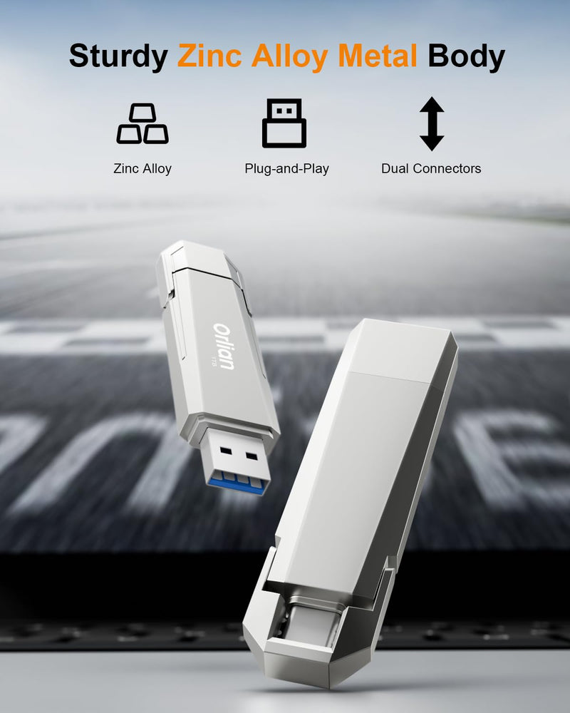 1TB External Portable SSD USB Solid State Drive Up to 1000MB/s USB 3.2 Gen 2 Dual Drive Type C + USB A Solid State Thumb Drive for Phone/Android Laptops/Windows/Mac, Silver 1T