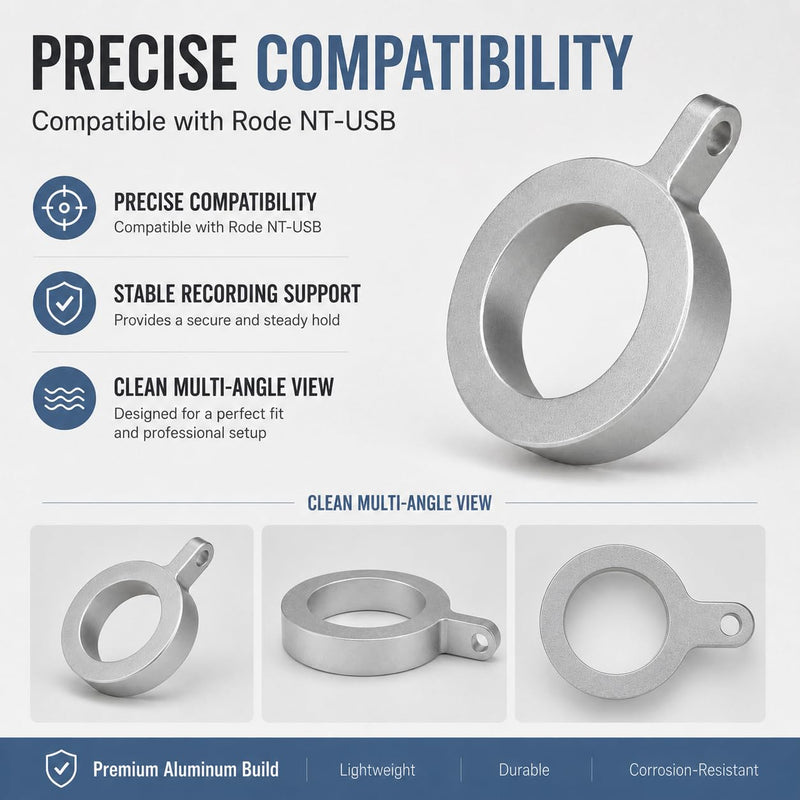 Aluminum Mount Clip for Rode NT - USB Microphone | Mount Ring for Rode NT - USB Microphone