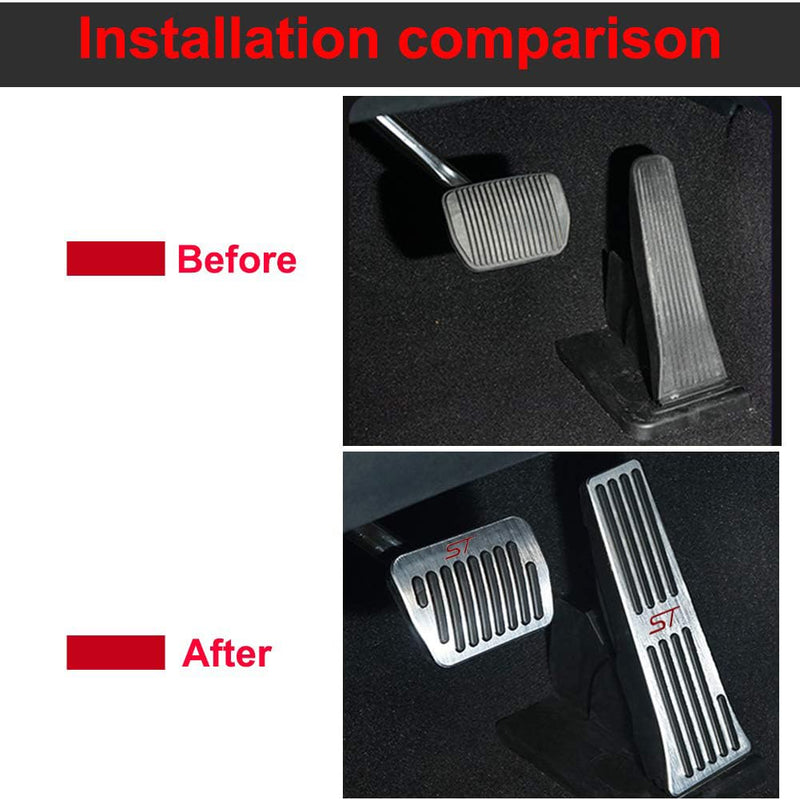 for Ford Explorer 2024 2023 2022 2021 2020 Aluminum Performance Pedals Set Non-Slip Accelerator and Brake Pedals Cover No Drill Brake Gas Accelerator Accessories 2Pcs(ST) ST