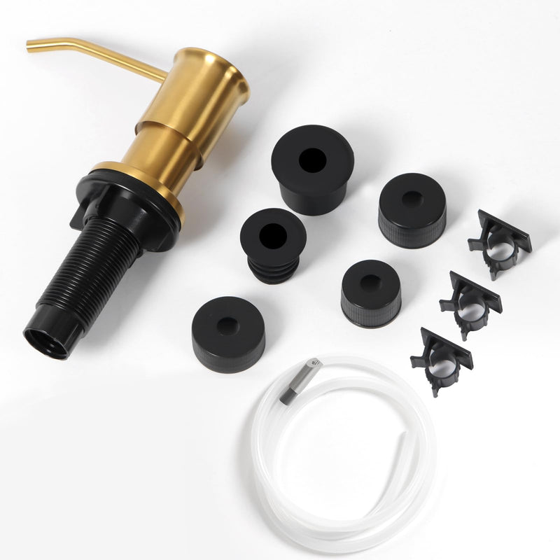 Soap Dispenser for Kitchen Sink, Brushed Gold Built in Soap Dispensers, Stainless Steel Sink Soap Dispenser or Lotion Dispenser Pump with 47" Extension Tube Kit, Upgraded Metal Check Valve
