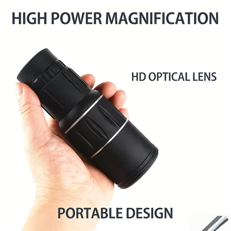 16X 52 HD Monocular Telescope for Adults, High Magnification Manual Focus Scope for Long Distance Viewing Black