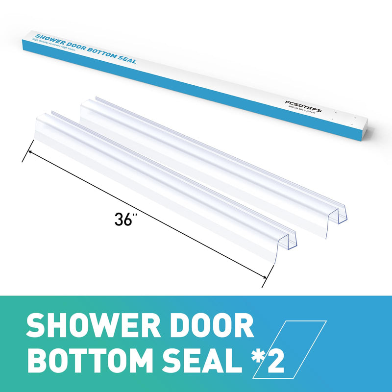 Sliding Shower Door Bottom Seal, 2 PCS 3/8" x 36" Sliding Shower Door Sweep for 3/8Inch Glass, Frameless Glass Door Seal Strip Stop Shower Leaks and Create a Water Barrier For 3/8" Glass