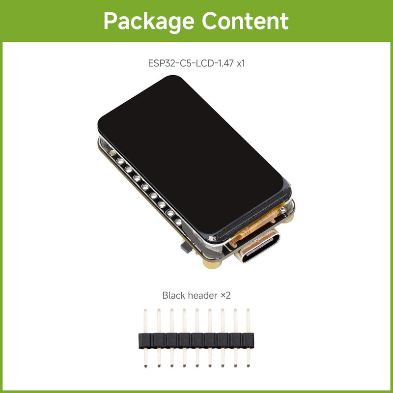 Waveshare ESP32-C5 1.47inch LCD Development Board, 172×320,Without headers | 262K color,supports 2.4GHz/5GHz Wi-Fi 6 and BLE5,Integrated display, onboard TF card slot and multiple peripheral interfaces