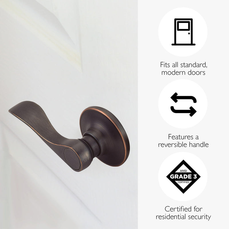 Design House Springdale Passage Hall Closet Interior Door Lever Handle Lockset, Oil-Rubbed Bronze, 6.375 in x 1.94 in x 2.625 in, Item 700526 Oil Rubbed Bronze 1 Pack