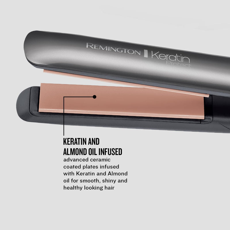 Remington Keratin Protect Intelligent Hair Straightener, S8598 | Heat Sensor Measures Moisture and Adapts Temperature, Plates Infused with Keratin and Almond Oil