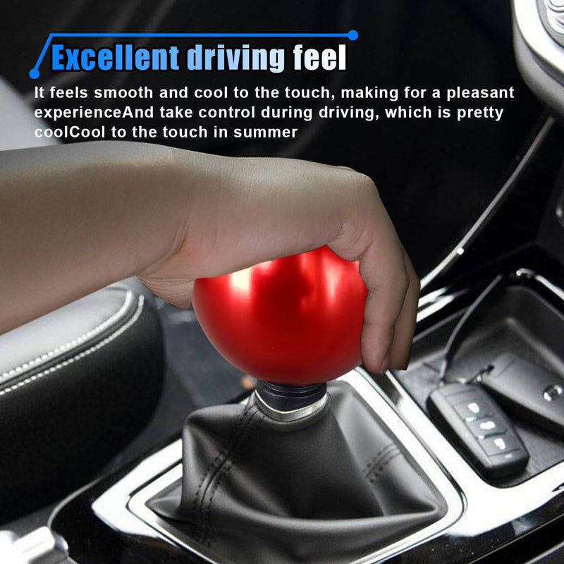 Car Round Ball Gear Shift Knob, Aluminum Alloy Gear Shift Stick Head for Most Manual Vehicles with 3 Adapters M8, M10, M12 (Red) Red