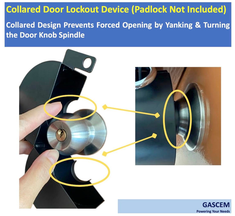 Door Knob Lockout Device (Matt Black, Padlock Not Included). Door Handle Lock - Prevents Doorknobs from Turning and Access to Keyhole. Childproof Door Knob Cover. Matt Black